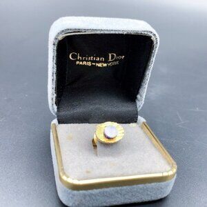 Christian Dior Gold Tone Lapis Lazuli Tie Tack Pin